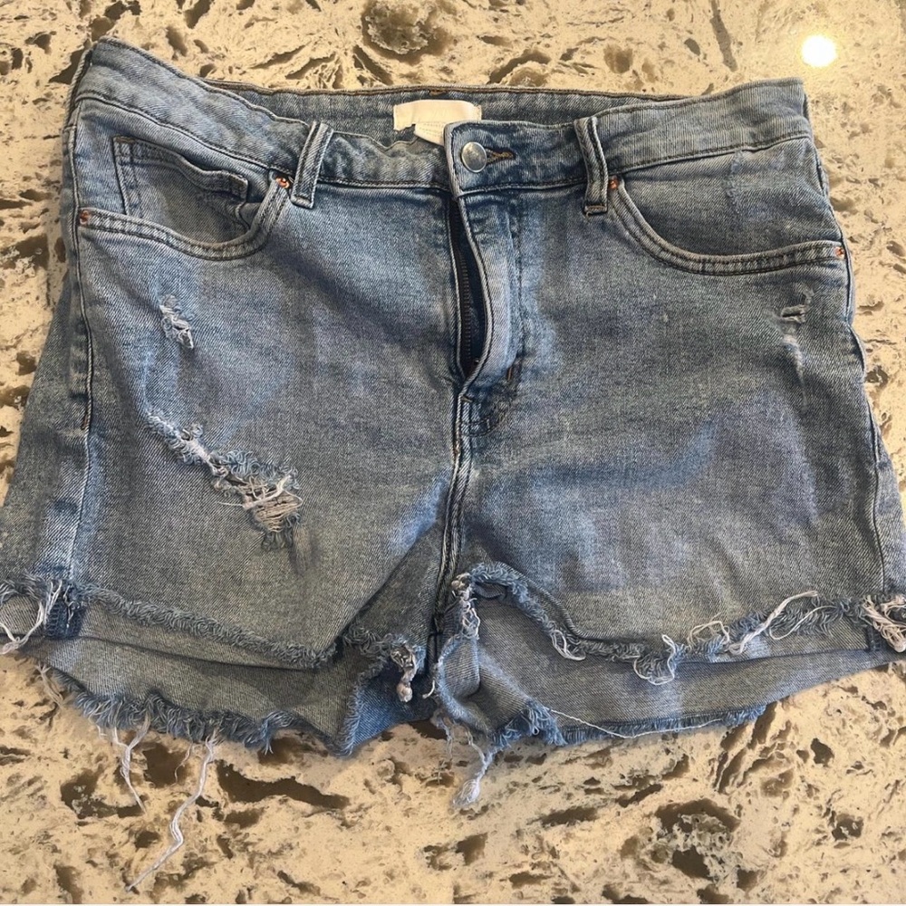 H&M Light Blue Distressed Jean Shorts